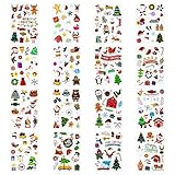 Sticker Weihnachten Kinder, 113 Stück Weihnachtsaufkleber Selbstklebend, Weihnachtssticker für Geschenktüten, Karten, Scrapbooking, Fotoalben und DIY Deko, Festliche Motive für Kinder, Familien