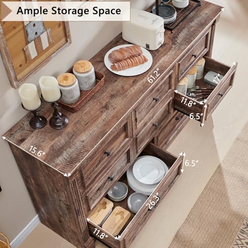 Farmhouse-61-W-Buffet-Cabinet-with-Storage-Wood-Rustic-Sideboard-Buffet-Cabinet-w8-Drawers-Coffee-Bar-Cabinet-wRoman-Column-Versatile-Storage-Cabinet-for-Living-Room-Dinning-Room-Light-Brown Farmhouse 61 W Buffet Cabinet with Storage Wood Rustic Sideboard Buffet Cabinet w8 Drawers Coffee Bar Cabinet wRoman Column Versatile Storage Cabinet for Living Room Dinning Room Light Brown