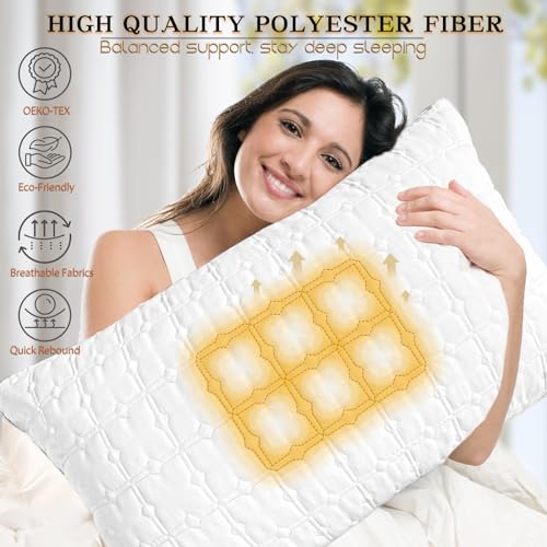 mislili Cooling Queen Size Pillows Set of 2, Hotel Quality Gusseted Bed Pillows for Side, Back, Stomach Sleepers, Soft Supportive Gusseted Queen Pillows for Sleeping, Down Alternative Filling — view 4