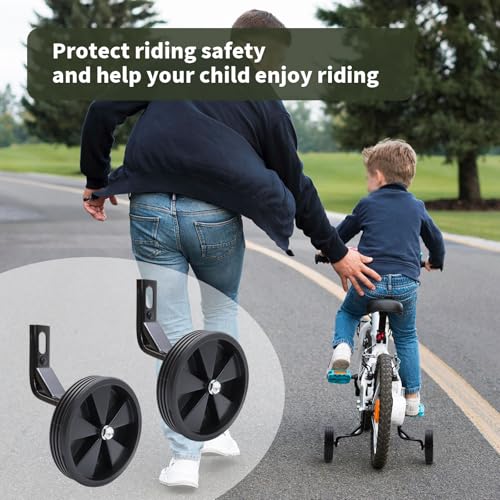 Image of Pair of Black Bicycle Auxiliary Wheel Children's Bicycle Accessories,Training Wheels Kids Bike Children Training Bike Wheel