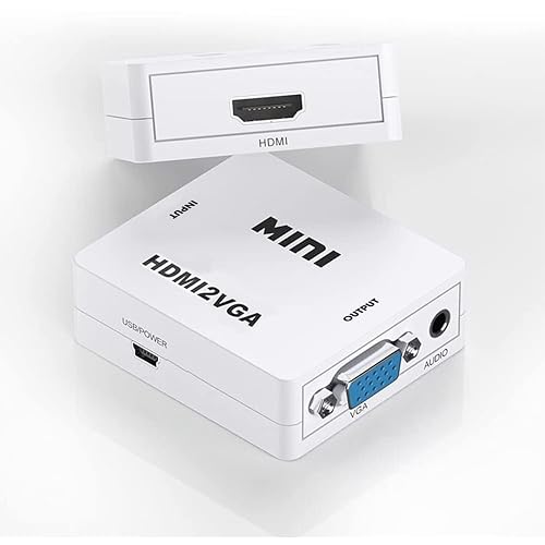 ETZIN HDMI to VGA Adapter/Connector/Converter Cable 1080P (Female to Female) for Media Players, Xbox, Projector, Computer, Laptop, TV & More | Full HD Resolution | Compact Design | White EPL-660VC