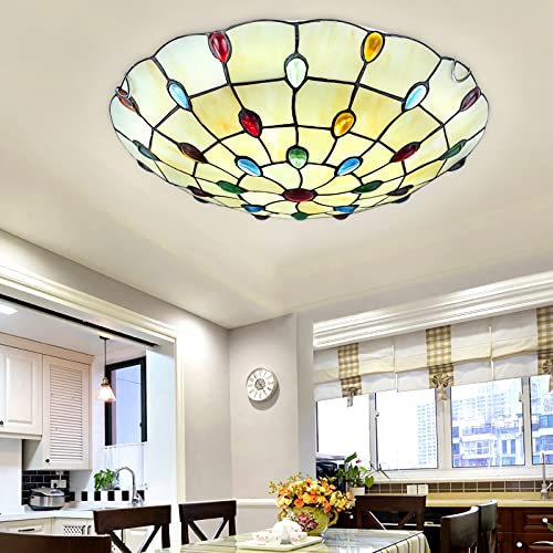 Plafonnier LED Tiffany grand format 24" dimmable douille E27 - 4