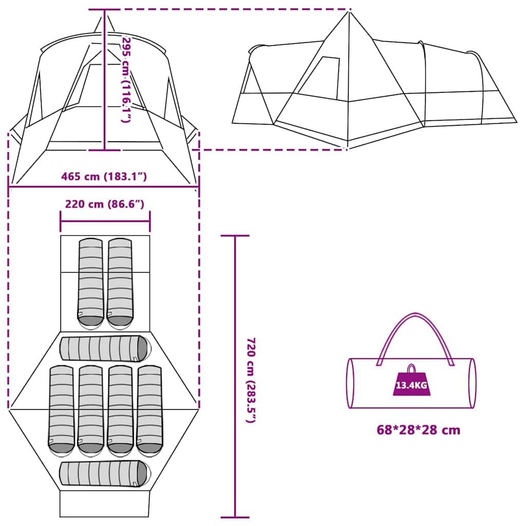 Teepee namiot dla osób z dachem, zielony, oddychający, wodoszczelny, wiatroszczelny, z moskitierą, idealny na kemping, do aktywności na świeżym powietrzu, festiwalu, dla rodziny