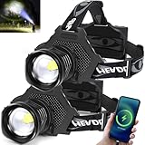Rechargeable LED Headlamp 1080 Lumen, Super Bright Head Lamp Flashlight with 5 Lighting Modes, IPX6 Waterproof, Zoomable Headlight for Camping, Hiking, Fishing, Biking (2pack） (2pack headlamp)