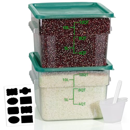 Image of 12QT 2PCS NSF Commercial Clear Food Storage Containers with Lids(GREEN)