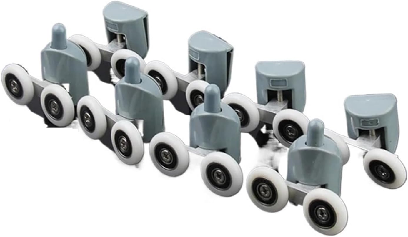 SBTRKT Zinc Alloy Double Shower Door Roller Wheel Runner/pulleys/rollers/wheels Bearing Diameter 19mm/20mm/23mm/25mm/27mm (Color : 4pcs upper part, Size : 25mm)