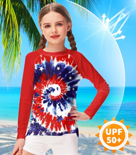 Image of Remimi Unisex Kids Rash Guard Long Sleeve SPF 50+ Tie Dye Sun Shirt 3-12 Years
