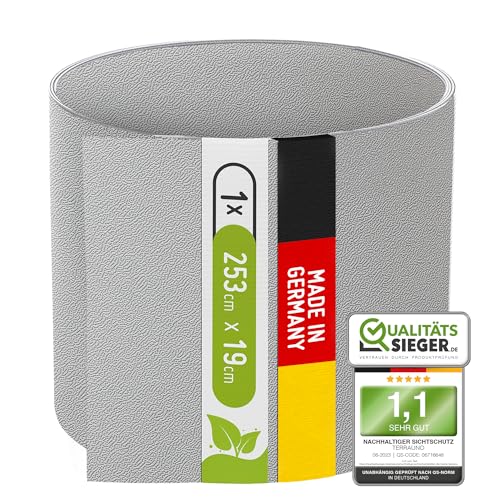 TerraUno Nachhaltige Sichtschutzstreifen für Doppelstabmatten, Polypropylen, Made in Germany, RAL 7040 Grau, 1 Streifen, extra stabil, Lederoptik, Zaun Sichtschutz mit UV-Beständigkeit TerraUno Nachhaltige Sichtschutzstreifen für Doppelstabmatten, Polypropylen, Made in Germany, RAL 7040 Grau, 1 Streifen, extra stabil, Lederoptik, Zaun Sichtschutz mit UV-Beständigkeit