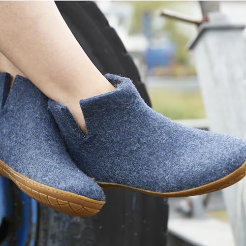 Image of Glerups 100% quality wool mix Boot Slipper with rubber sole - Unisex