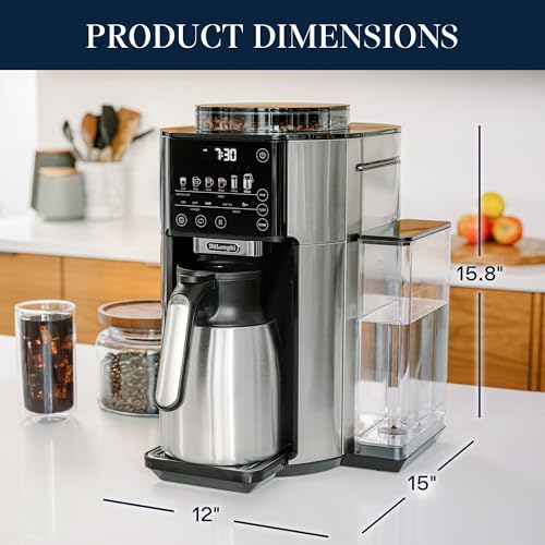 Image of De'Longhi TrueBrew Drip Coffee Maker, Grinder, 8 to 40 oz, Built-In Grinder | #1 Worldwide Espresso Machine Maker, Built-in Grinder, 40 oz Coffee Pot, 5 Brew Styles, 6 Brew Sizes, One-Touch Simplicity