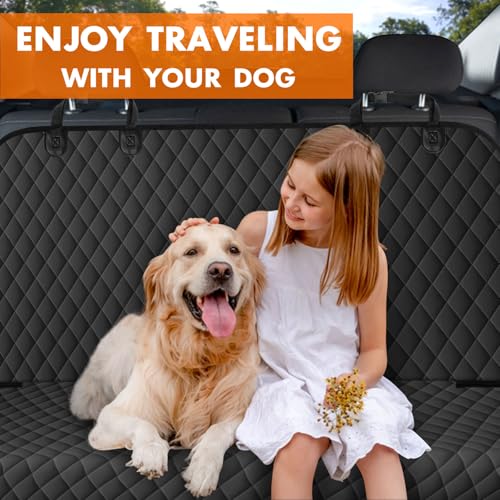 Image of NECKORY Backseat Cover for Dogs, Waterproof and Non-Slip Pet Bench Seat Covers, Car Seat Protector for Back Seat, Universal Size Rear Car Seat Cover Fits Cars, Trucks and SUVs, M-Black