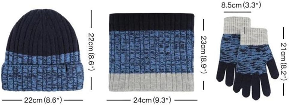Unisex Knit Hat Neck Gaiter Gloves 3Pc Set Warm Winter Soft Cozy Men Women Daily Layers