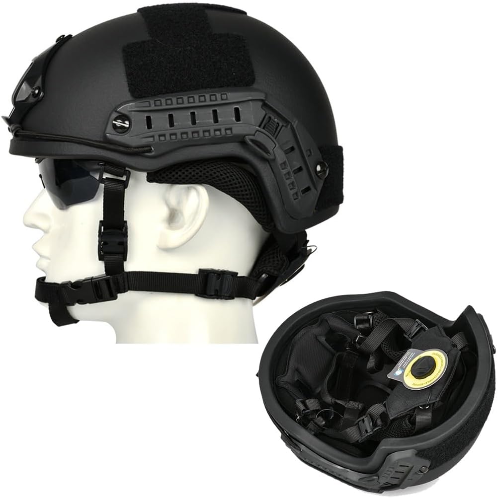 弾道 ACH 戦術ヘルメット弾道ヘルメット NIJ IIIA 高速サスペンションパッド防弾ヘルメット (Color : BK1, S