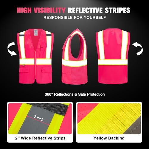 Image of ProtectX High Visibility ANSI Class 2 Safety Vest with 4 Pockets