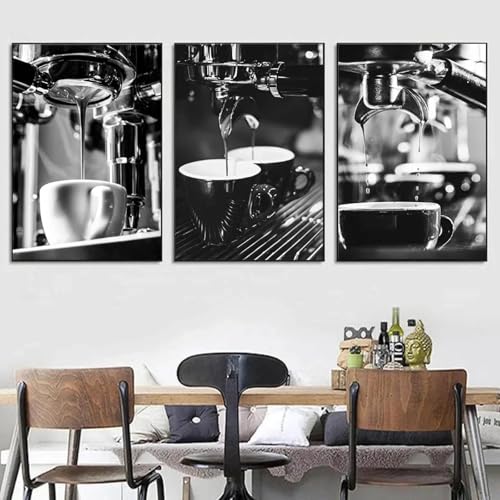 Affiche vintage machine à café poster noir et blanc salon 70x100 cm