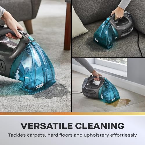 Image of Hausmeister Hydroflex Carpet Cleaner Machine, Upholstery Cleaner Machine for Couch, Car Seats & Pet Stains, 500W Powerful Handheld Deep Cleaner with 3 Brush Heads (Machine + 0 solution)
