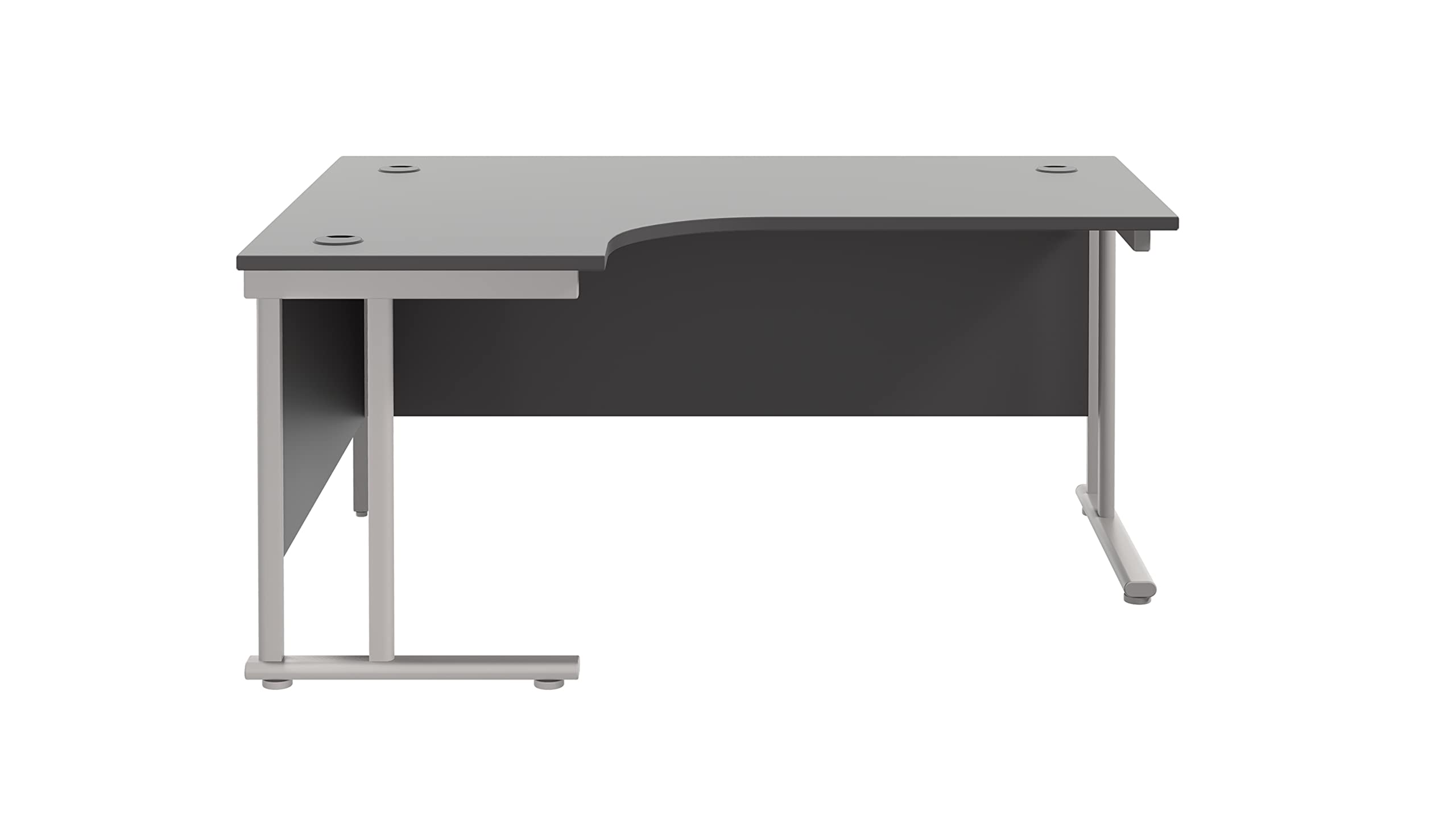 Office Hippo - L Shaped Office Desk 160 x 120cm. Large Corner Computer Desk For Home Office With Integrated Cable Ports, Ideal For Work, Study, Gaming And Hobby Workstation (Black/Silver)