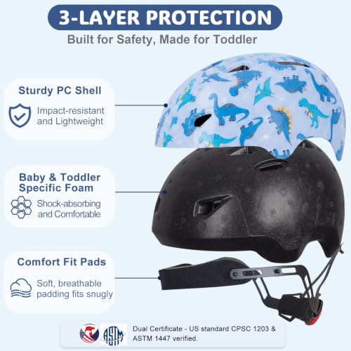 Image of Toddler Helmet, Adjustable Kids Bike Helmet for Ages 1-3-8