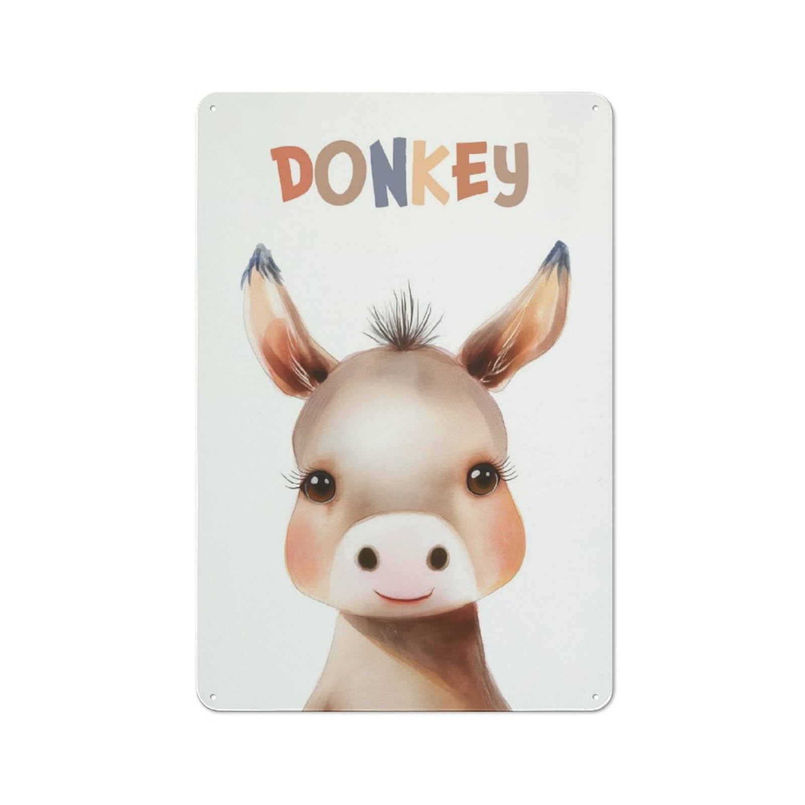 Junmoney Style-6 Tin Wall Plaque 30X20cm With Cute Donkey Nursery For Home Office Or Studio, For Garage, Workshop And Man Cave Decoration