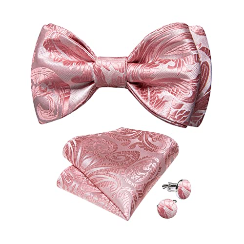 Image of DiBanGu Mens Silk Self Bow Tie Set 4PCS for Tuxedo Wedding