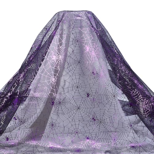Tissu tulle toile d'araignée violette maille argentée 1,3m PandaHall