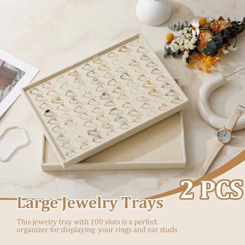 Image of Large Velvet Jewelry Tray Display Drawer Inserts 2 Pack