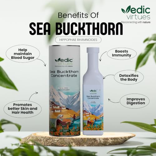 Image of Himalayan Sea Buckthorn Juice Concentrate 300ml | 99.9% Pure Natural Pulp | Refreshing Taste | Rich in Omega 3,6,7,9 & Vitamin C | Supports Immunity, Gut & Skin Health (1200 ML)