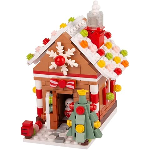 FLIPNEX Christmas Tree Building Kits for Kids DIY Building Block Music Box Xmas Tree Snow Boots Gingerbread House Snowman Educational Learning Science Building 8+ Year Old (Gingerbread House) Cover