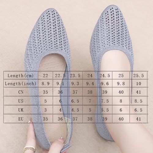 Womens Knit Ballet Flats Ladies,Breathable Mesh Loafers Round Toe Slip On,Comfortable Pointed-Toe Dressy Shoes2