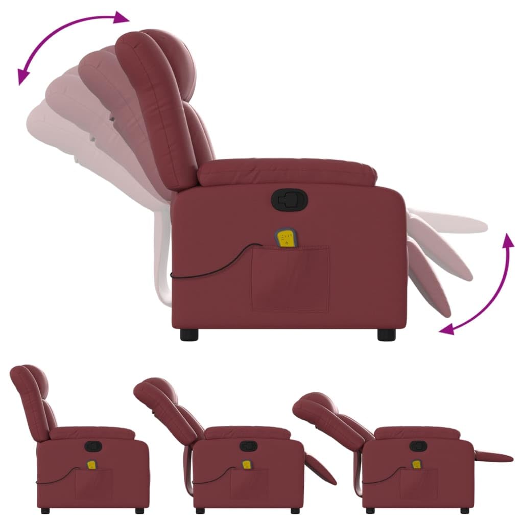 Gecheer Poltrona Massaggiante Reclinabile Rosso Vino in Similpelle,Poltrona,Relax,Reclinabile,da TV,da Lettura,Poltrona da TV,Poltrona Relax,Comoda,Poltrona Reclinabile,P373571