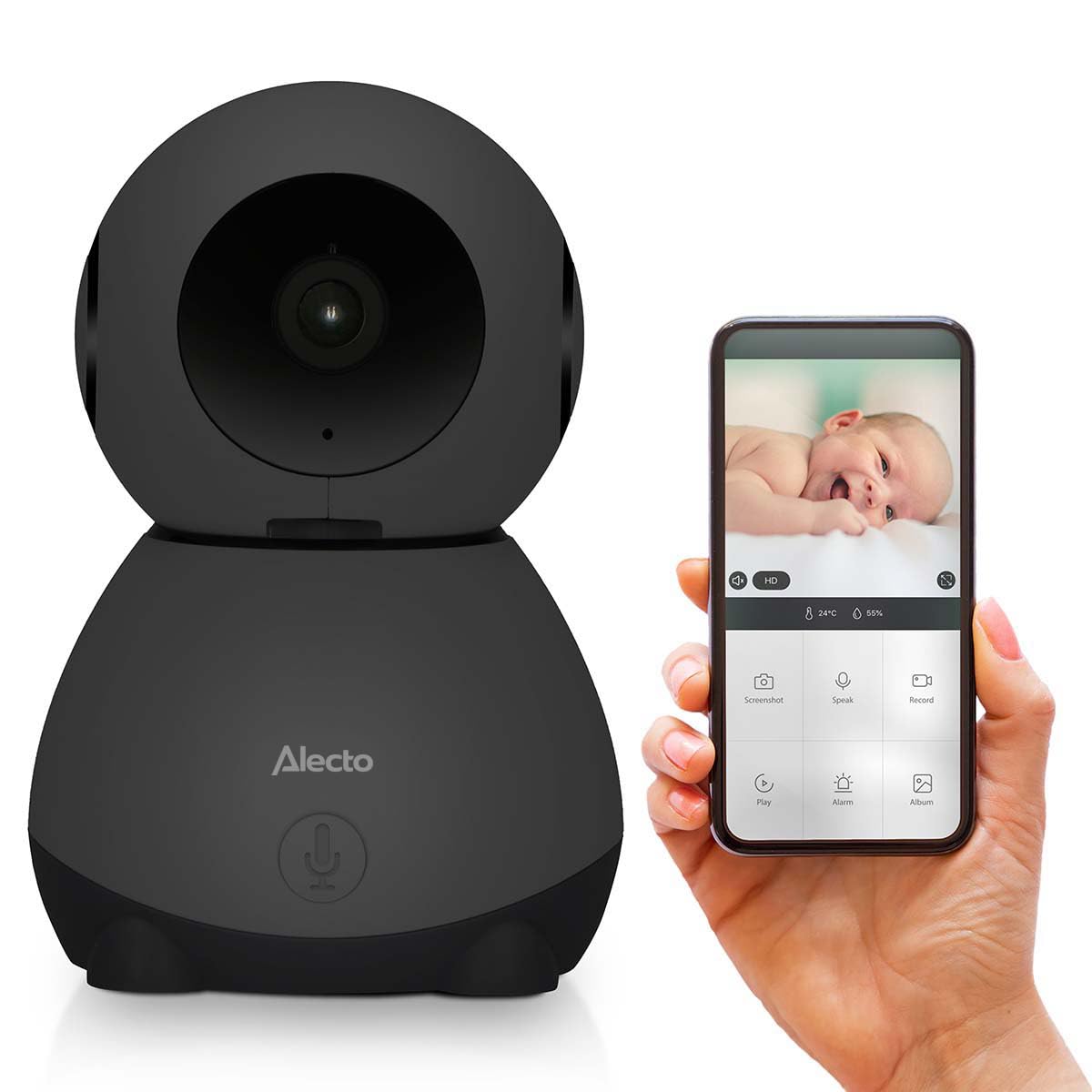 Alecto SMARTBABY10BK Babyphone Camera - Camera Bebe WiFi - Noir | Baby-phone - Baby Monitor - Vision Nocturne