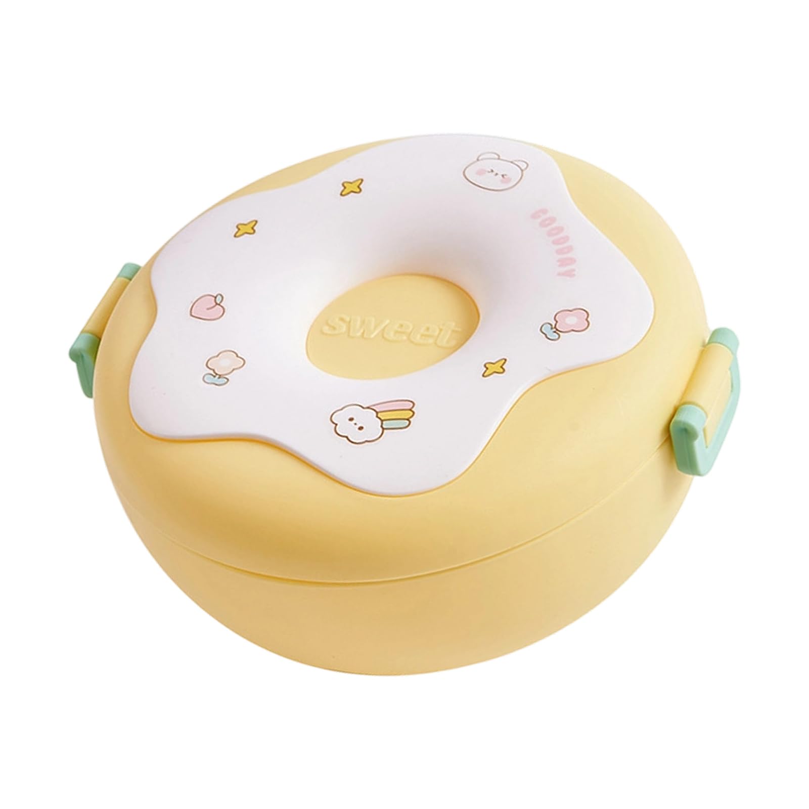 Qisuw Cartoon Leakproof Lunch Box 3 Compartment Snacks Food Box Portable Outdoor Camping Picnics Food Container Enduring Outdoor Camping Picnics Container