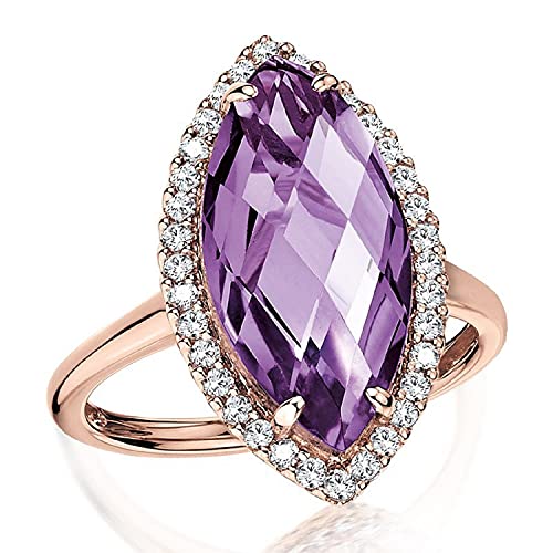 HengSun Ladies Natural Gem Grade Peridot Amethyst Topaz Blue Zircon Ring Birth Stone Solitaire Engagement Ring Ladies Anniversary 925 Silver Promise Ring (8)