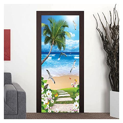 Sticker porte 3D cascade nature adhésif mural déco 85x215cm