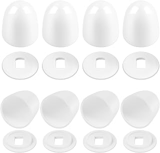 8packs Universal Toilet Bolt Caps, Round Plastic Push-On Toilet Bowl Bolt Covers Decorative, with Extra Washers for Easy Installation, Fits American Standard Toilet Parts, 1.44 Inch Height