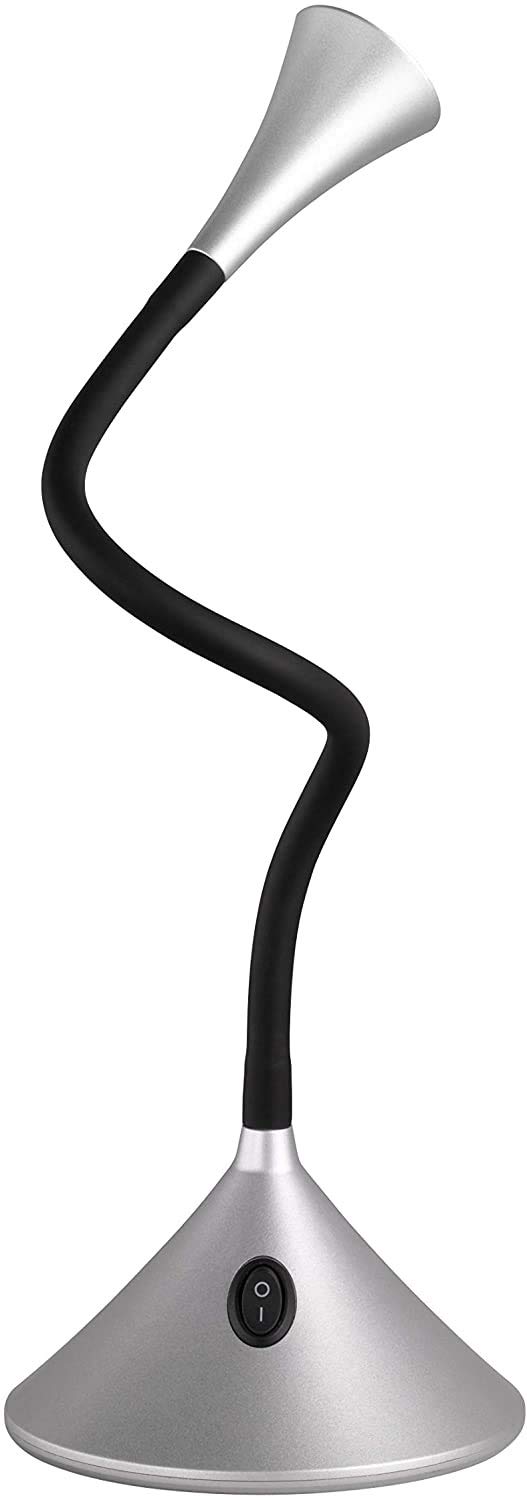 Reality R52391187 Lampada LED da Tavolo e da Parete, in Plastico, Braccio Flessibile, Nero/Argento
