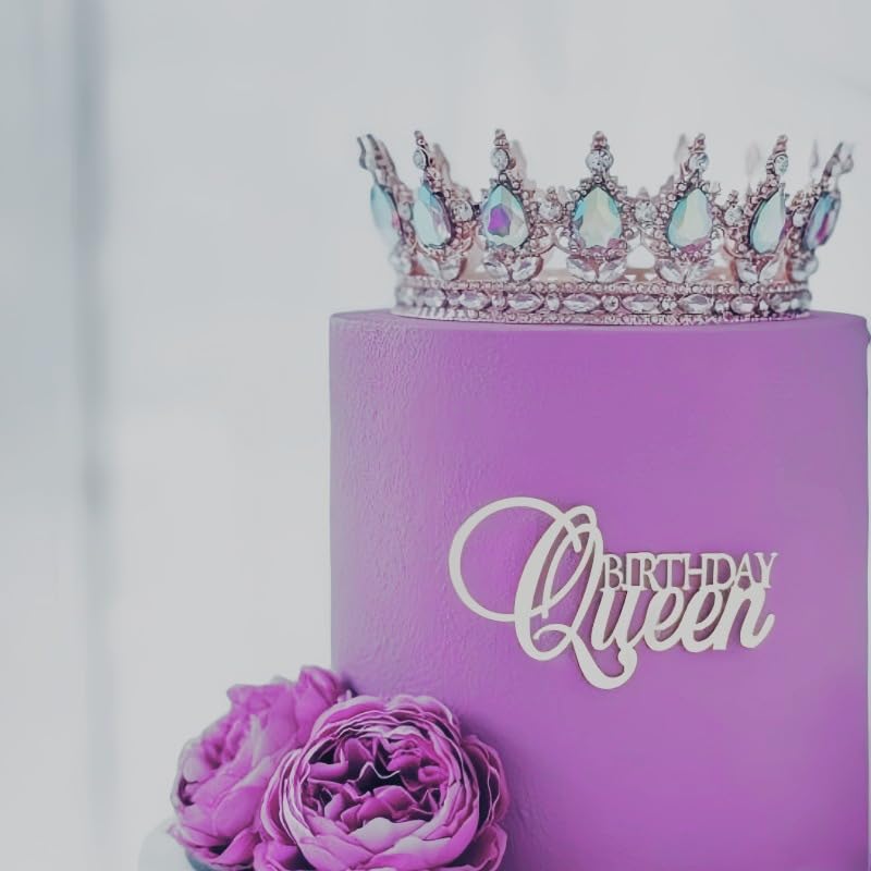 Birthday Queen Cake Topper - for Baby Shower/Girl's/Women,Acrylic Gold Sign Birthday Party Decorations for Children or Adults