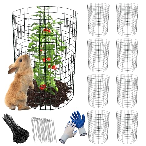 8 Pack Plant Protectors from Animals 13.8x 12 Wire Plant Protector Wire Cages for Plants with Stakes and Cable Ties Metal Plant Cages for Plants Vegetables Flowers