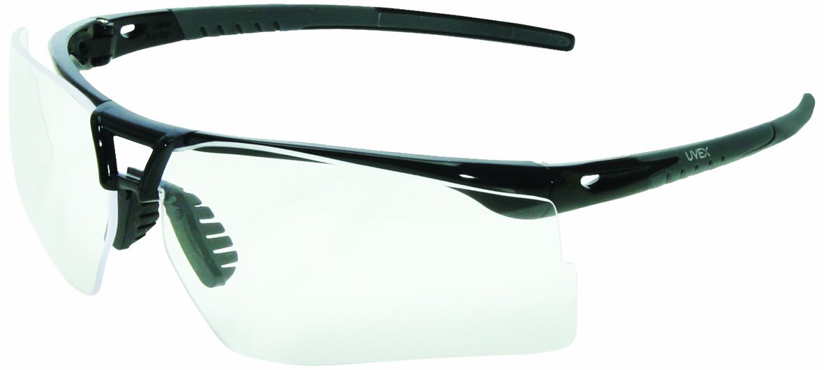 Uvex S0500 Bayonet Safety Eyewear, Gloss Black/Grey