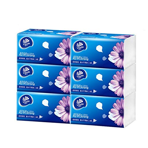 Hpparty 6 Packs 3-Ply Vinda Multifold Paper Towels Pumping Paper, Skin-friendly Soft Tissues for Home & Kitchen Use, Daily Living (130 Pcs/Pack)