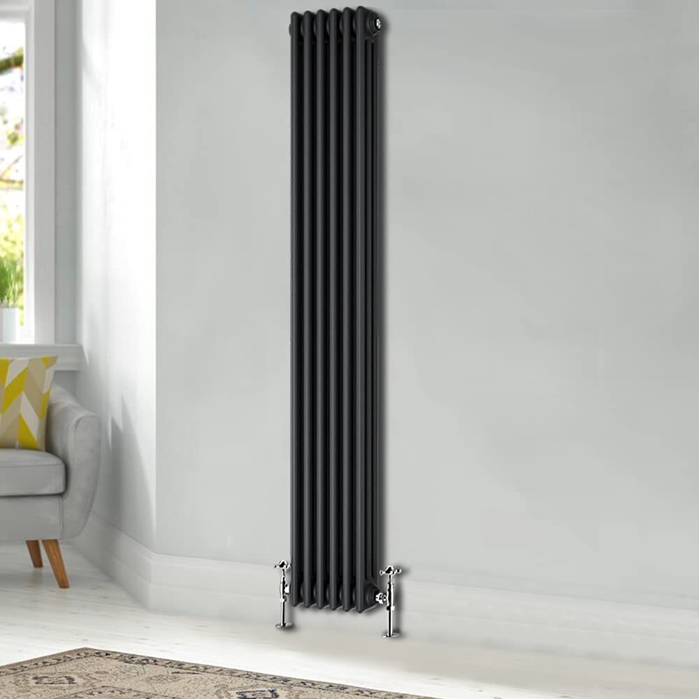 Blümme Traditional 1800 x 290mm Vertical Cast Iron Radiator 3 Column Central Heating Radiators Anthracite