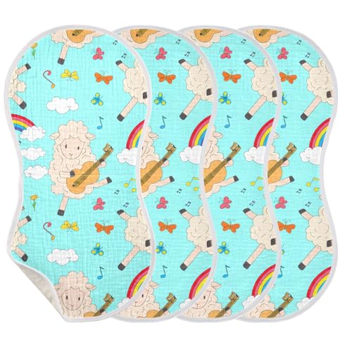2 Pack Baby Burp Cloths, Soft Absorbent Burping Cloths for Babies, Cotton Milk Spit Up Rags, Large Size for Newborns, Baby Boys and Girls (Melody Flock Pattern)3