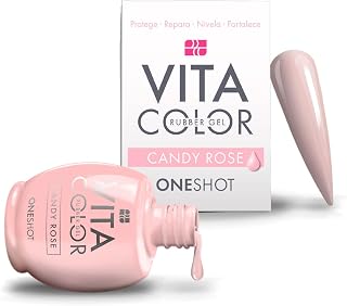 VITA COLOR - RUBBER GEL by ONE SHOT. Rubber Build Gel which self-levels and covers the imperfections of the natural nail. ADDED WITH CALCIUM AND VITAMINS. 0.47 Oz (CANDY ROSE)