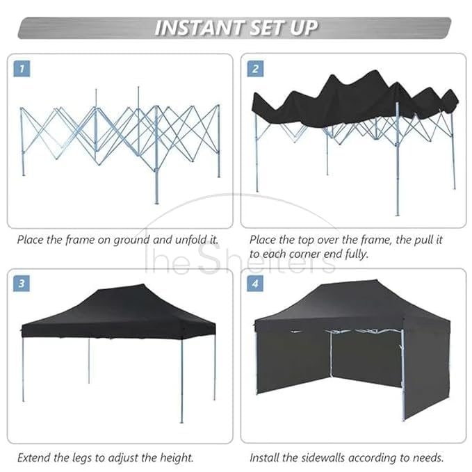 Image of THESHELTERS - 10x20 ft Pop Up Outdoor Canopy Tent, Instant Folding Portable Shelter Garden Tent for Decoration, Party, Event, Wedding & Camping (Black 00)