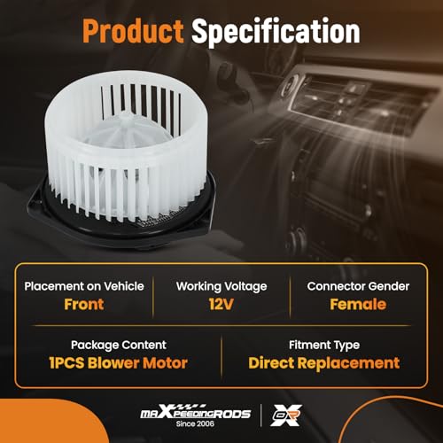 Image of maXpeedingrods 700193 HVAC Blower Motor for Infiniti FX35 FX45 FX50 G35 G37 JX35 M35 M45 Q40 Q45 Q50 Q60 QX50 QX60 QX70, for Nissan 350Z 370Z Altima GT-R Maxima Murano Pathfinder Quest # 27220-JN05B