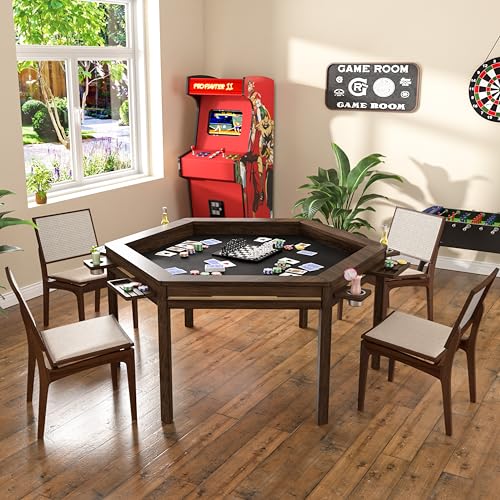 MUPATER Solid Wood Board Game Table with Removable Top, 62"