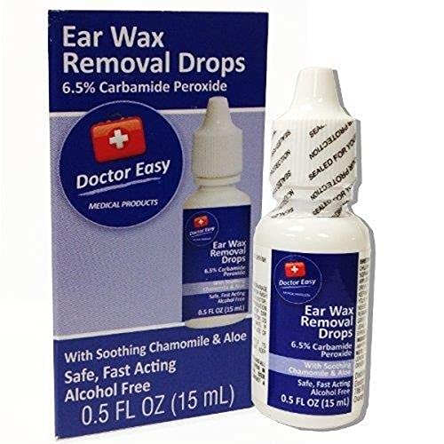 DOCTOR EASY Ear Wax Removal Drops with Soothing Chamomile and Aloe, 1.5 Ounce, White/Blue