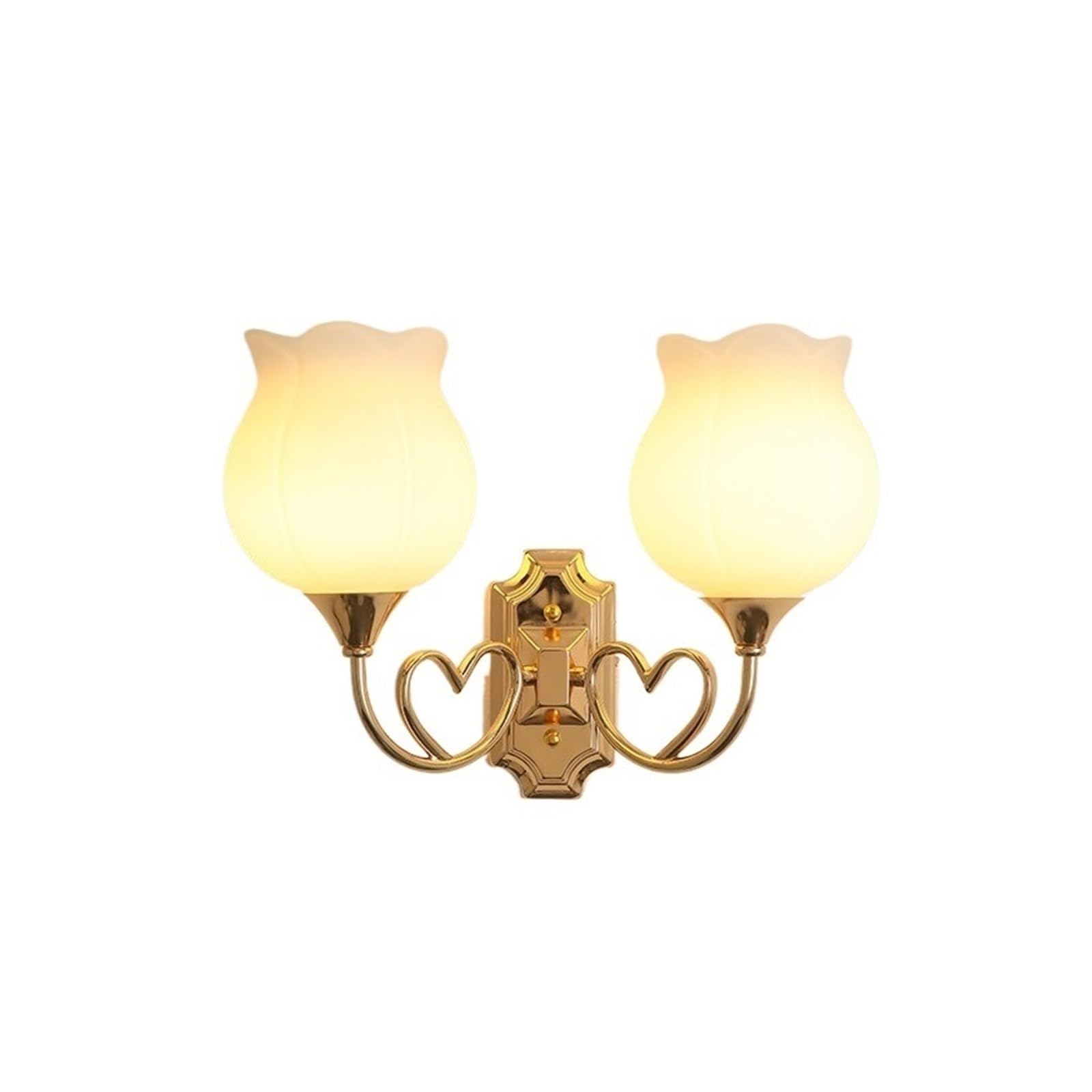 Wqqyu6hkf One Color Lights Iron Wall Sconce Tulip Glass Lamp Single & Double Head Lamps