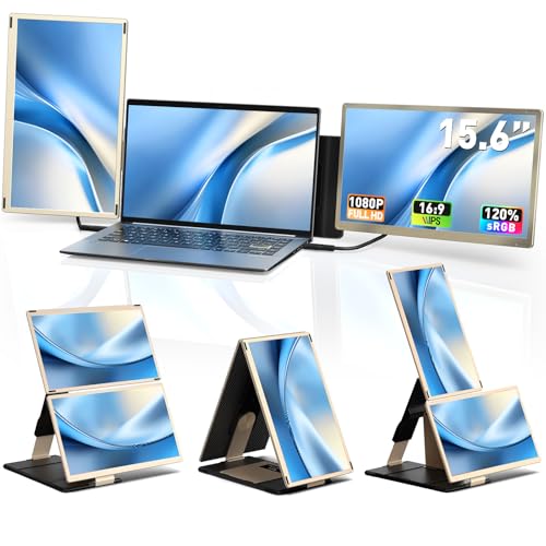 Triple Laptop Screen Extender - 15.6' Monitor IPS FHD 1080P Detachable Portable Display for...