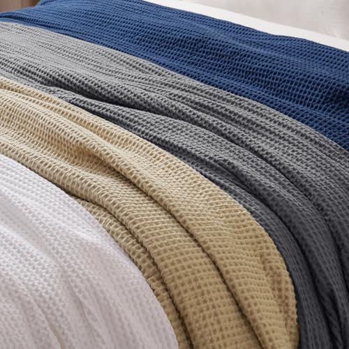 Image of PHF 100% Cotton Waffle Blanket Lightweight Breathable, Twin Size, Charcoal